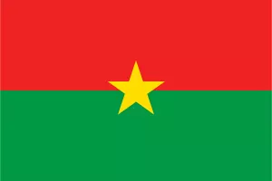 Drapeau du Burkina Faso, étoile jaune, rayures rouge et verte.